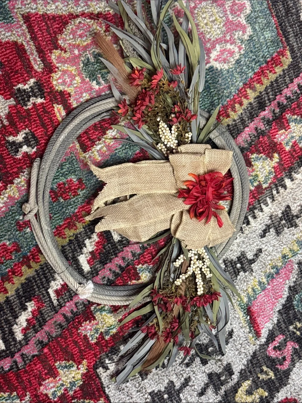 Fall western wreath with rope